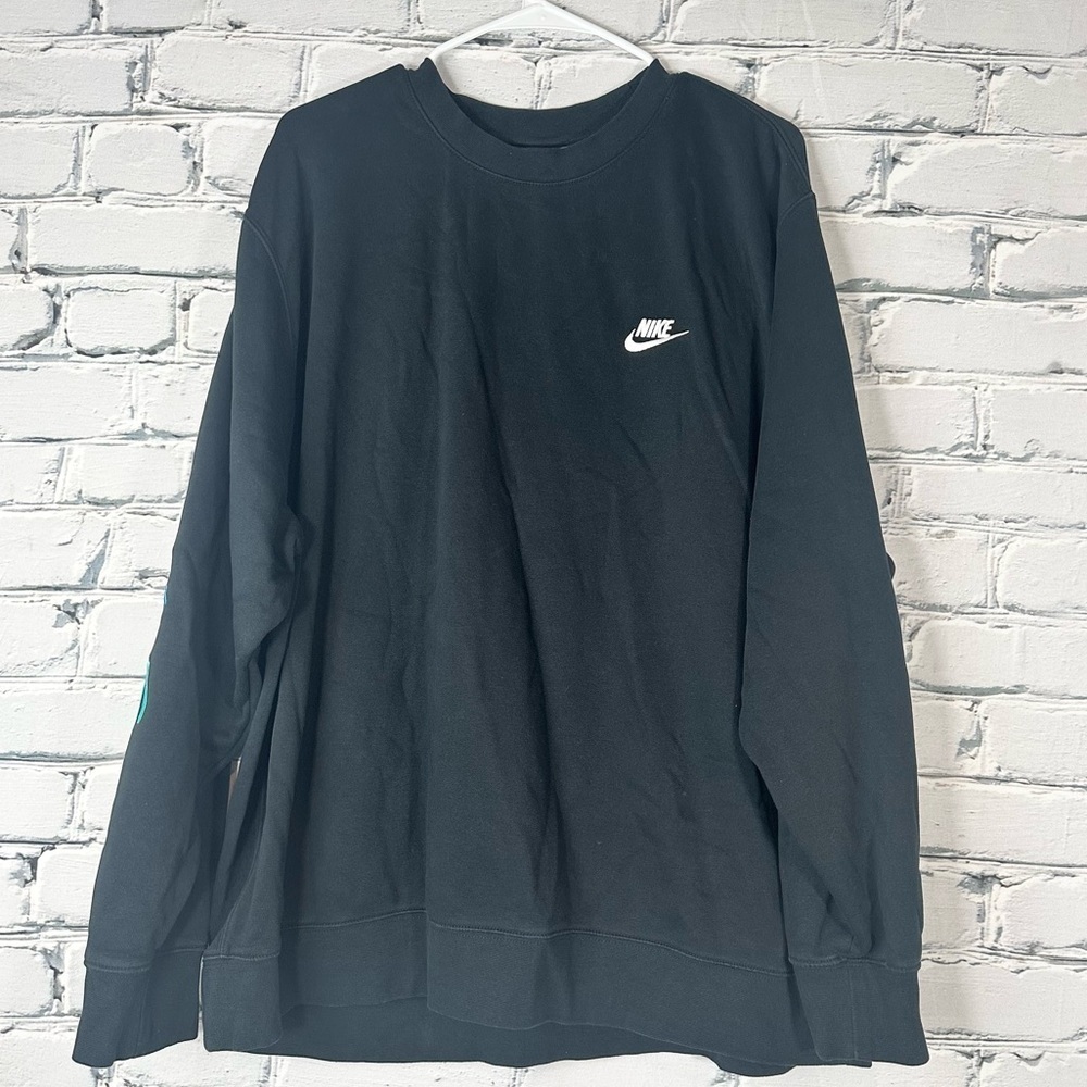 Nike Mens Club Fleece Colorful embroidered Graphic Crewneck Sweatshirt XXL Black - Picture 2 of 10